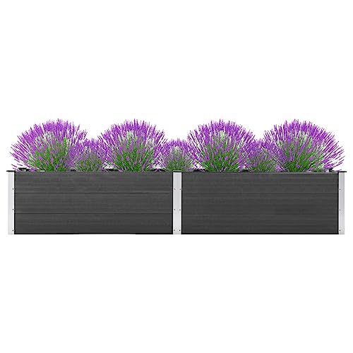 vidaXL Hochbeet Pflanzkübel Gartenbeet Blumenbeet Pflanzkasten Kräuterbeet Blumenkasten Pflanzkasten Gemüsebeet Pflanzbeet 300x50x54cm WPC Grau von vidaXL