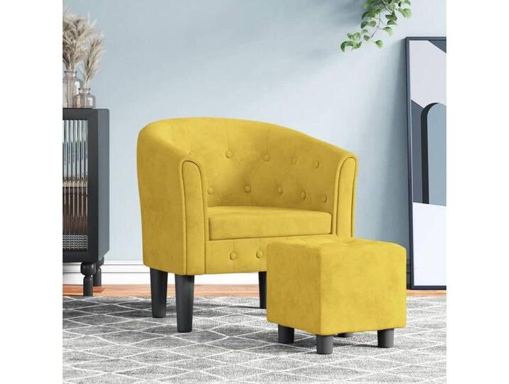 vidaXL Hocker, Clubsessel mit Fußhocker Gelb Samt vidaXL Hocker, Clubsessel mit Fußhocker Gelb Samt von vidaXL