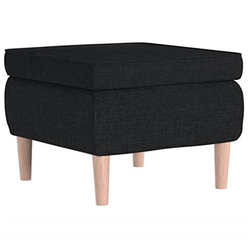 vidaXL Hocker, Fußhocker mit Holzbeinen, Polsterhocker Fußbank für Wohnzimmer Schlafzimmer Flur, Fußschemel Fußstütze Sitzhocker, Schwarz Stoff von vidaXL