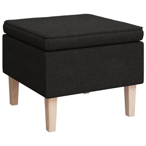 vidaXL Hocker, Fußhocker mit Holzbeinen, Polsterhocker Fußbank für Wohnzimmer Schlafzimmer Flur, Fußschemel Fußstütze Sitzhocker, Schwarz Stoff von vidaXL