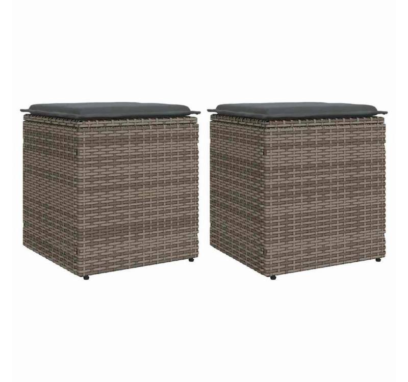 vidaXL Hocker, Gartenhocker mit Kissen 2 Stk. Grau 40x40x43 cm Poly Rattan vidaXL Hocker, Gartenhocker mit Kissen 2 Stk. Grau 40x40x43 cm Poly Rattan von vidaXL