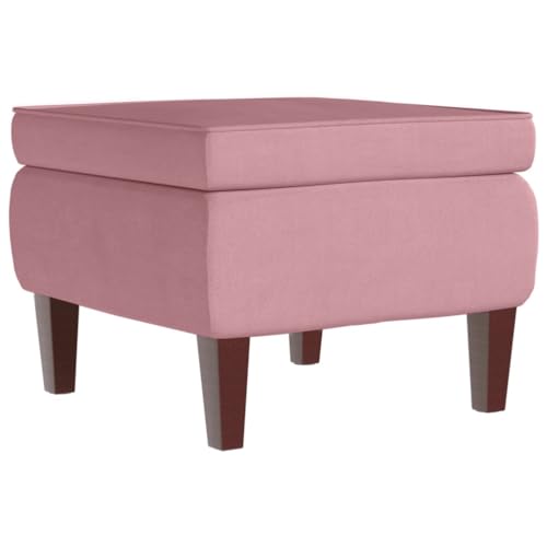 vidaXL Hocker, Sitzhocker Fußhocker mit Holzbeinen, Polsterhocker Fußbank für Wohnzimmer Schlafzimmer Flur, Fußstütze Ottomane, Modern, Rosa Samt von vidaXL