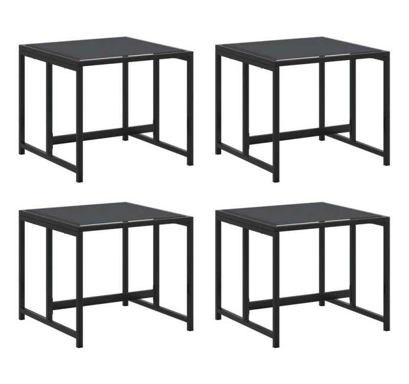 vidaXL Hocker Gartenhocker 4 Stk. Schwarz Stahl und Textilene (4 St) von vidaXL