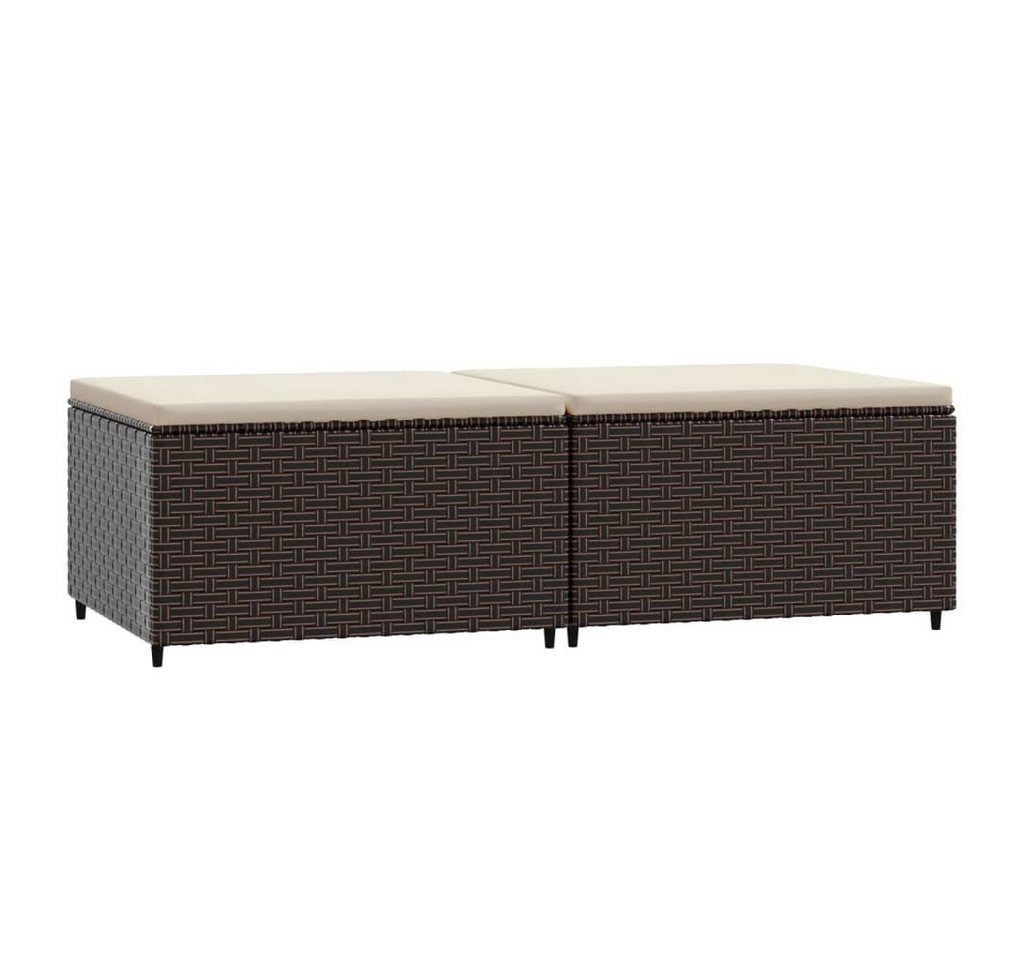 vidaXL Hocker Gartenhocker mit Kissen 2 Stk. Braun Poly Rattan (2 St) von vidaXL