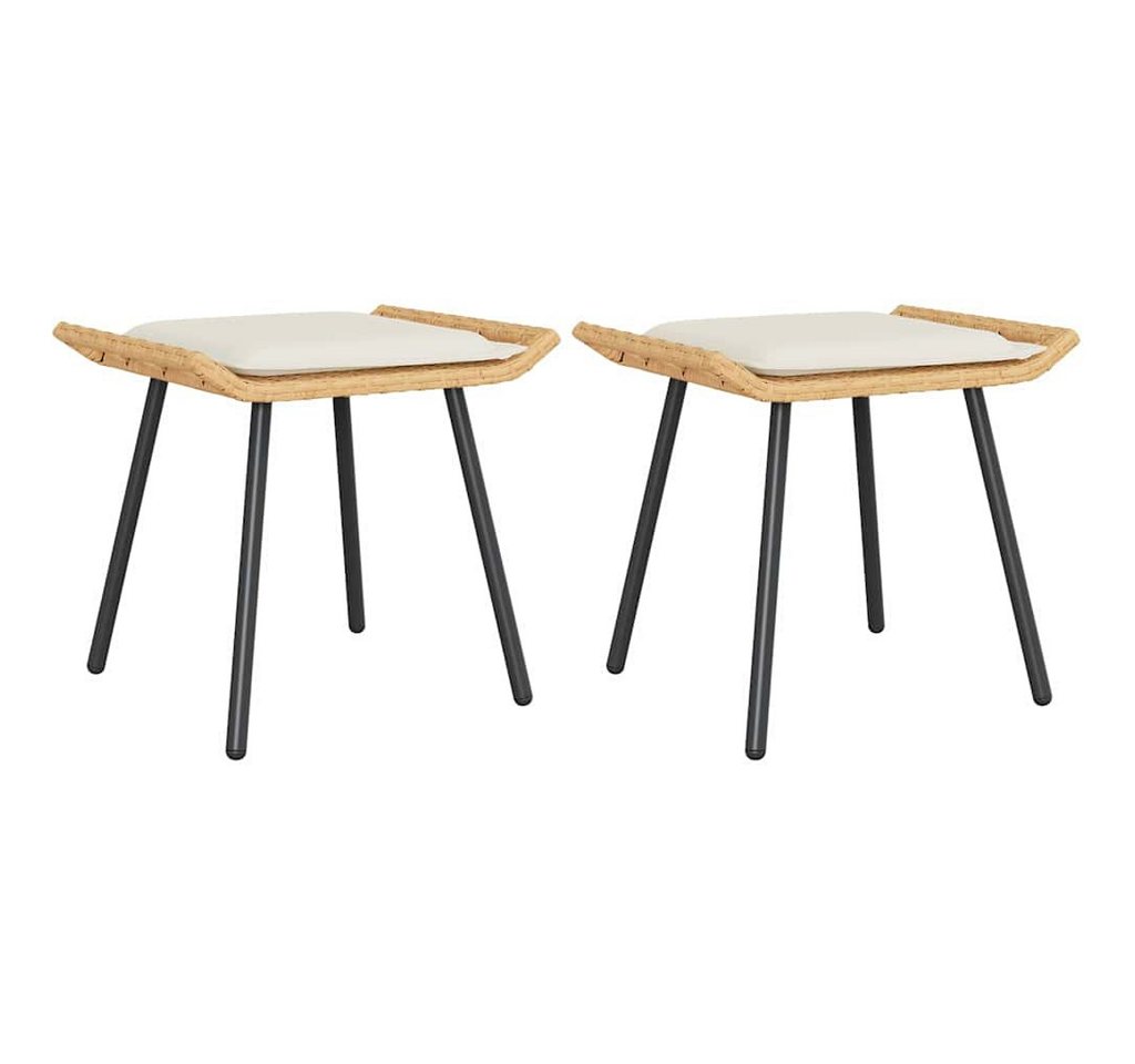 vidaXL Hocker Gartenhocker mit Kissen 2 pcs Braun 50 x 40 x 45cm Polyester (2 St) von vidaXL