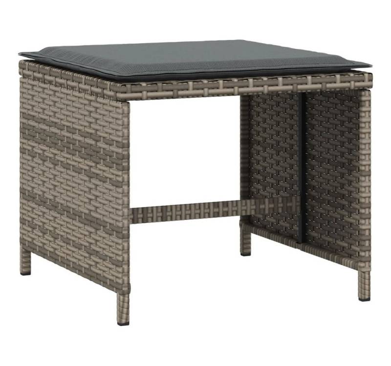 vidaXL Hocker Gartenhocker mit Kissen 4 Stk. Grau 40x40x35 cm Poly Rattan von vidaXL