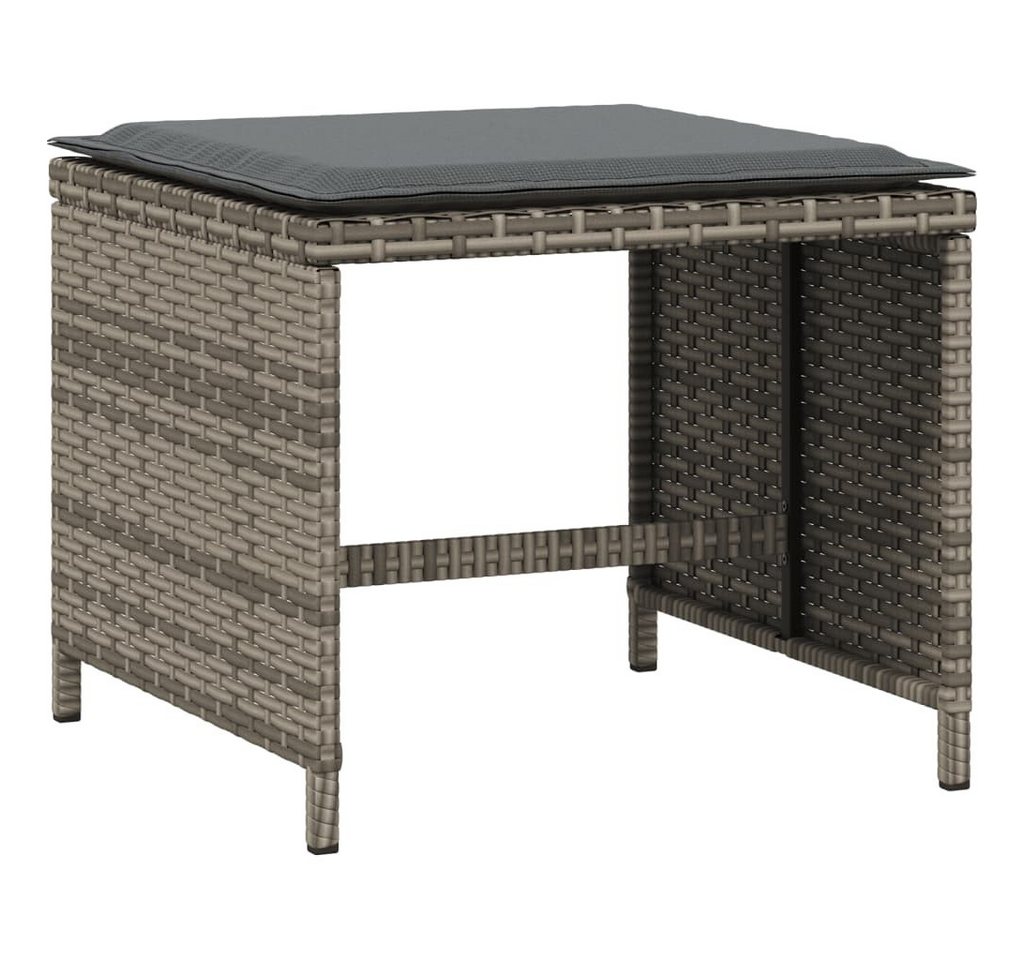 vidaXL Hocker Gartenhocker mit Kissen 4 Stk. Grau 41x41x36 cm Poly Rattan (4 St) von vidaXL