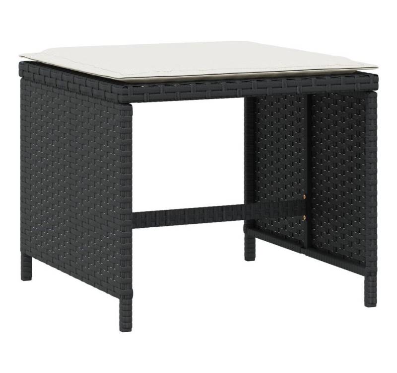 vidaXL Hocker Gartenhocker mit Kissen 4 Stk. Schwarz 40x40x35 cm Poly Rattan von vidaXL