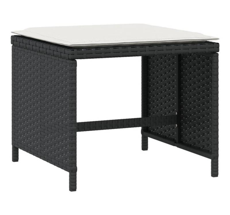 vidaXL Hocker Gartenhocker mit Kissen 4 Stk. Schwarz 41x41x36 cm Poly Rattan (4 St) von vidaXL