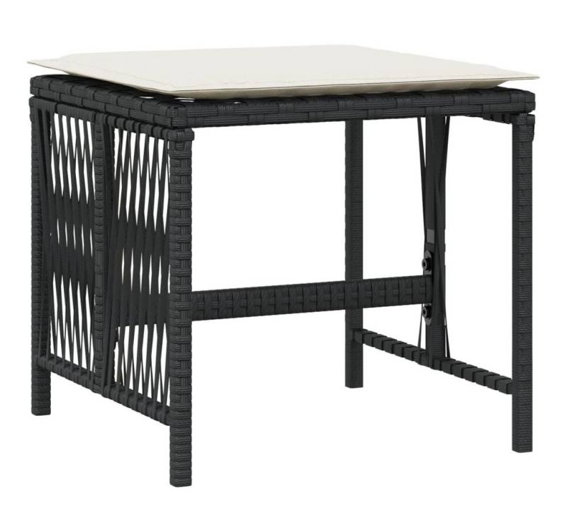 vidaXL Hocker Gartenhocker mit Kissen 4 Stk. Schwarz 41x41x36 cm Poly Rattan (4 St) von vidaXL