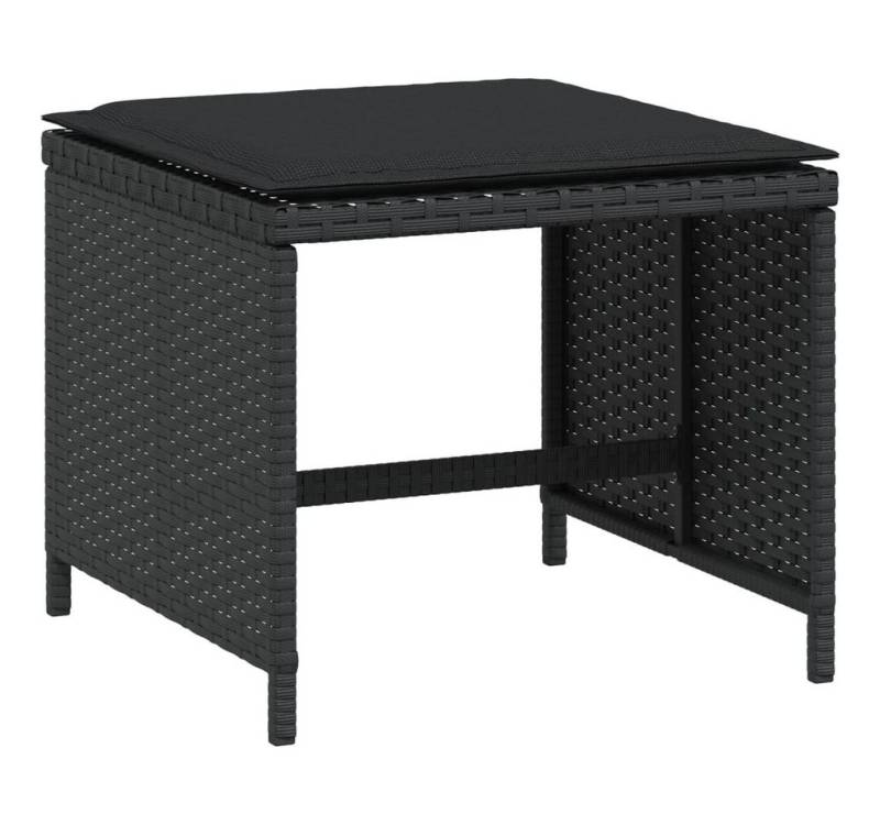 vidaXL Hocker Gartenhocker mit Kissen 4 Stk. Schwarz 41x41x36 cm Poly Rattan (4 St) von vidaXL