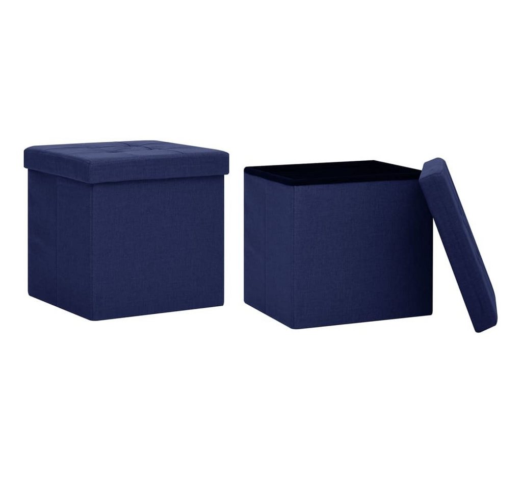 vidaXL Hocker Hocker mit Stauraum 2 Stk. Blau Leinenoptik (2 St) von vidaXL