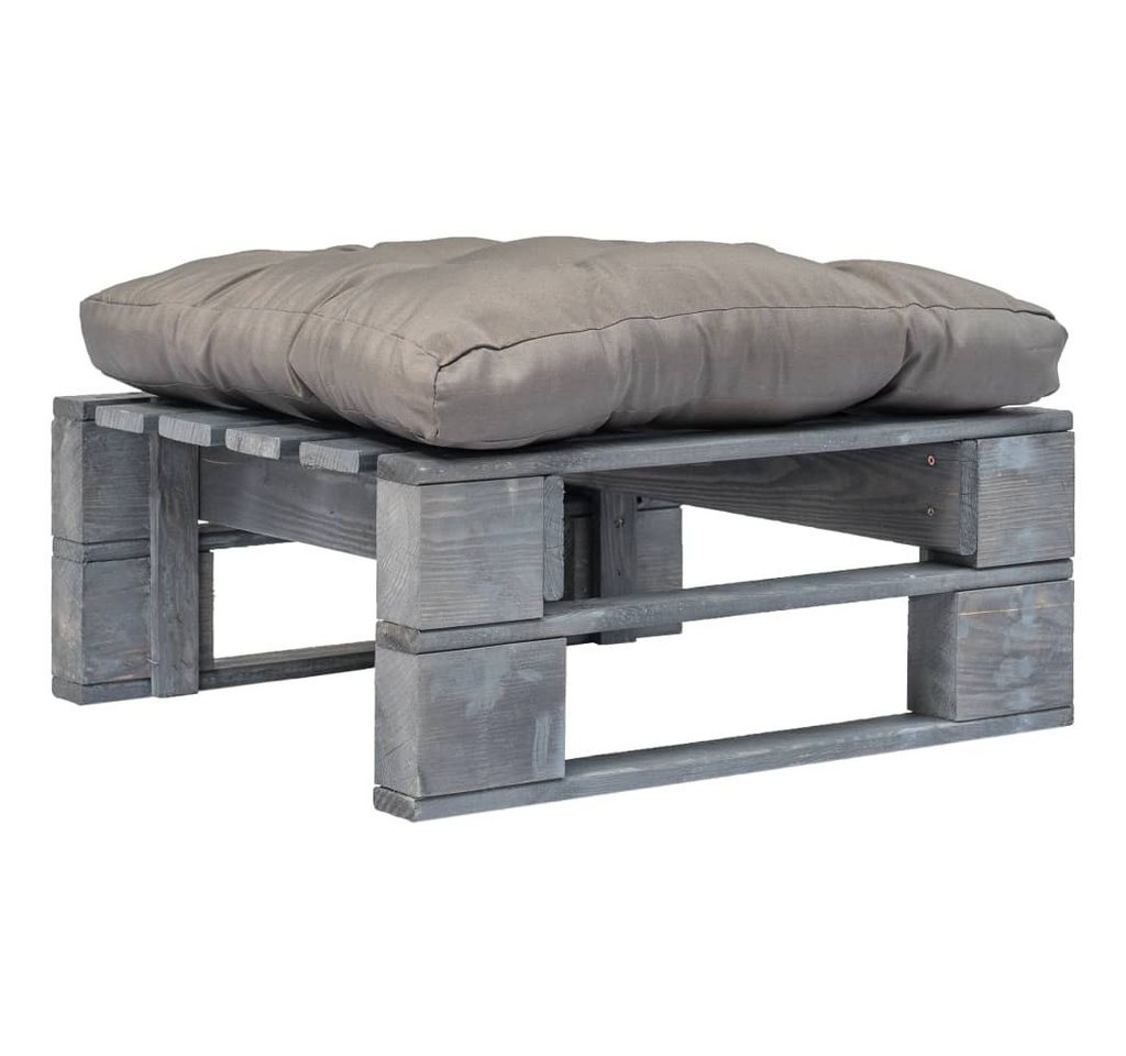 vidaXL Hocker Outdoor-Ottomane Paletten mit Kissen in Grau Holz Grau (1 St) von vidaXL