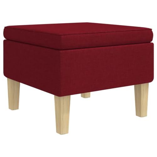 vidaXL Hocker, Fußhocker mit Holzbeinen, Polsterhocker Fußbank für Wohnzimmer Schlafzimmer Flur, Fußschemel Fußstütze Sitzhocker, Weinrot Stoff von vidaXL