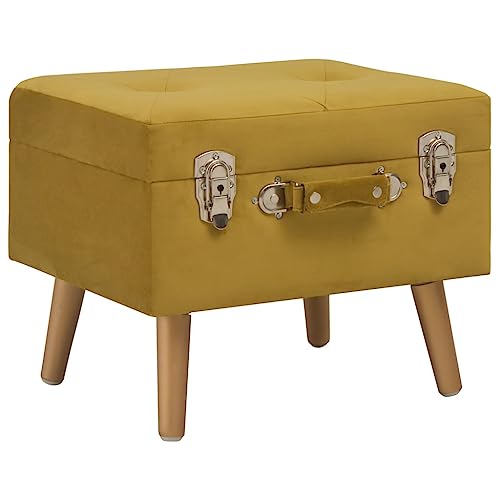 vidaXL Hocker mit Stauraum Sitztruhe Polsterhocker Sitzhocker Sitzbank Aufbewahrungsbox Truhe Truhenbank Ottomane Fußhocker Schemel 40cm Senfgelb Samt von vidaXL