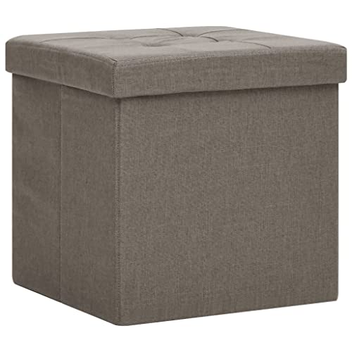 vidaXL Hocker mit Stauraum Zusammenklappbar Faltbar Sitzhocker Aufbewahrungsbox Sitztruhe Fußhocker Polsterhocker Truhe Taupe Leinenoptik von vidaXL