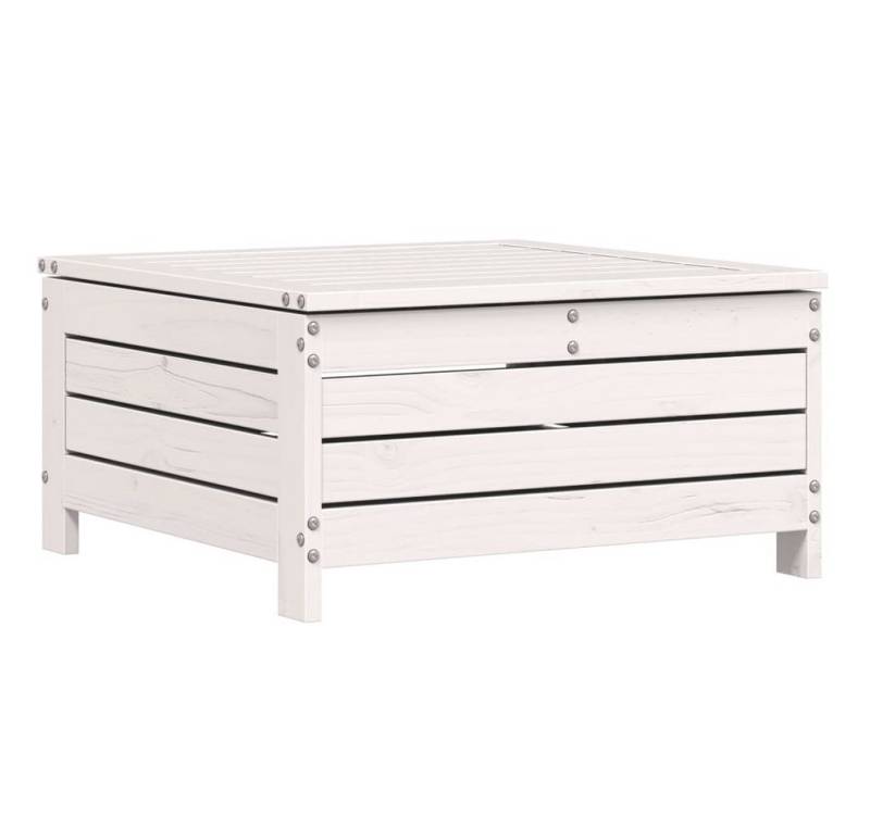 vidaXL Hocker, Gartenhocker mit Kissen Weiß Massivholz Kiefer von vidaXL