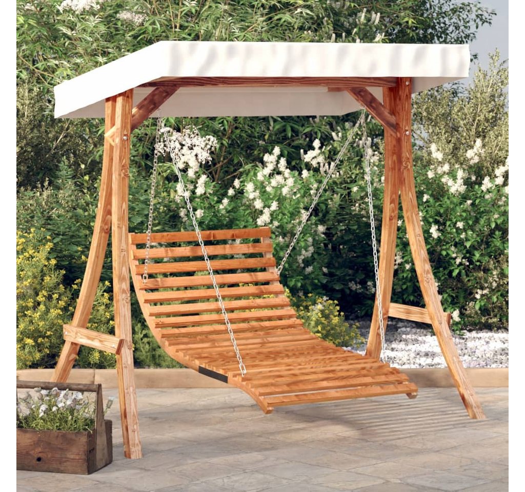 vidaXL Hollywoodschaukel, Hollywoodschaukel mit Dach Massivholz Fichte mit Teak-Finish von vidaXL
