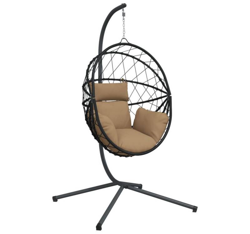 vidaXL Hollywoodschaukel Hängesessel Ei-Design mit Ständer Taupe Rattan und Stahl, 1 tlg. von vidaXL