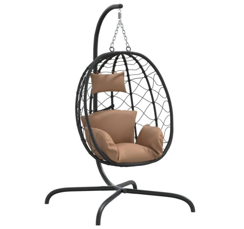 vidaXL Hollywoodschaukel Hängesessel Ei mit Kissen Taupe Polyrattan Stahl von vidaXL
