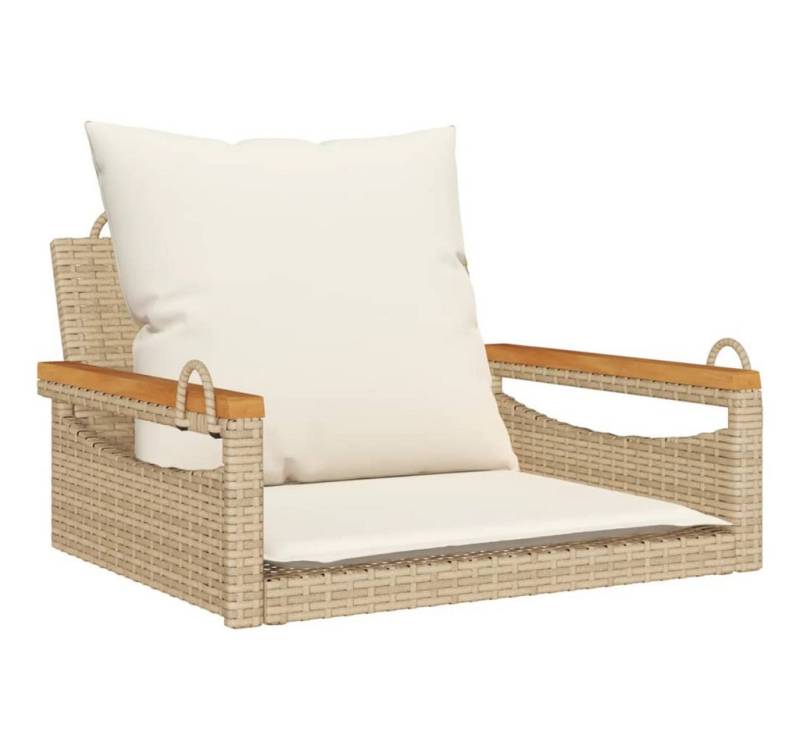vidaXL Hollywoodschaukel Hängesessel mit Kissen Beige 63x62x40 cm Polyrattan Außenbereich von vidaXL