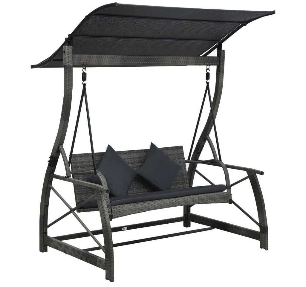 vidaXL Hollywoodschaukel Hollywoodschaukel 3-Sitzer mit Dach Poly Rattan Grau, 1 tlg. von vidaXL