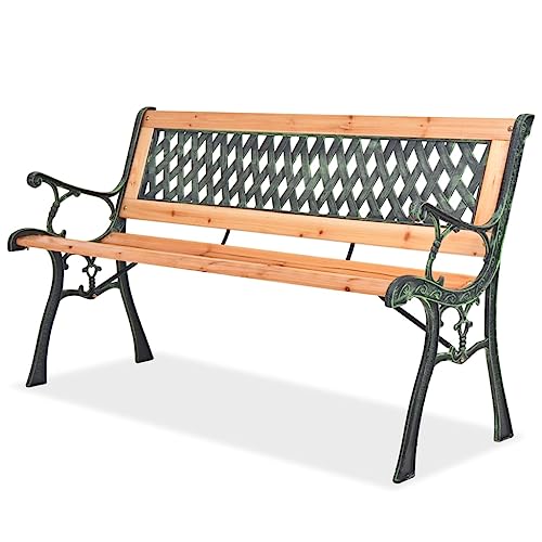 vidaXL Holz Gartenbank Schmiedeeisen 122cm Parkbank Sitzbank Bank Gartenmöbel von vidaXL