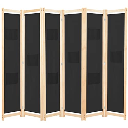 vidaXL Holz Raumteiler 6-TLG. Paravent Trennwand Umkleide Sichtschutz Spanische Wand Raumtrenner Stellwand Schwarz 240x170x4 cm Stoff Klappbar Platzsparend vidaXL Holz Raumteiler 6-TLG. Paravent Trennwand Umkleide Sichtschutz Spanische Wand Raumtrenner Stellwand Schwarz 240x170x4 cm Stoff Klappbar Platzsparend von vidaXL