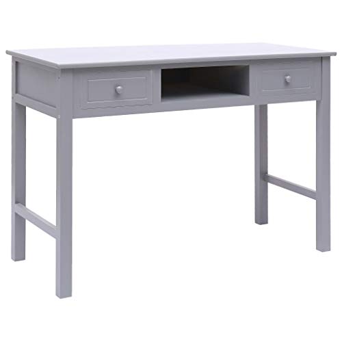 vidaXL Holz Schreibtisch mit 2 Schubladen Konsolentisch Bürotisch Computertisch Flurtisch Arbeitstisch Laptoptisch Schminktisch Grau 110x45x76cm von vidaXL