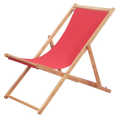 vidaXL Holz Strandliege Rot Sonnenliege Liegestuhl Strandstuhl Liege Garten von vidaXL