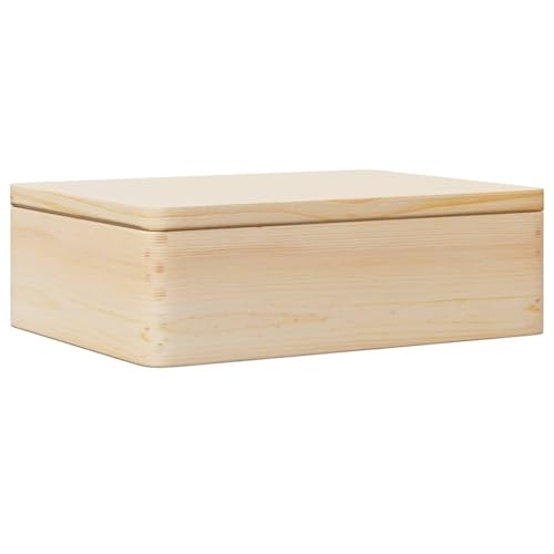 vidaXL Holzkiste mit Deckel 40x30x13 cm Massivholz Kiefer, Aufbewahrungsbox Holz, Holztruhe, Geschenkbox Holz, Holzbox von vidaXL