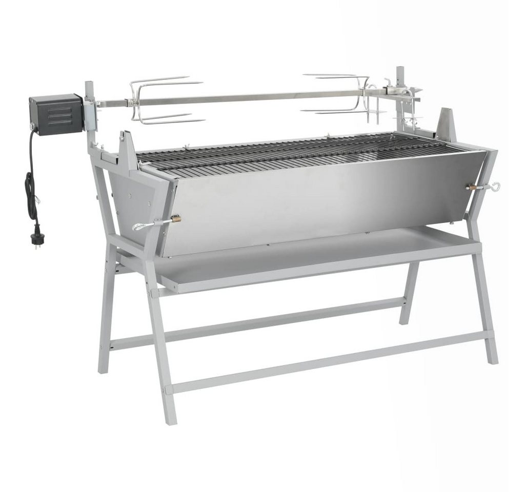 vidaXL Holzkohlegrill BBQ Grill mit Drehspieß Eisen und Edelstahl von vidaXL