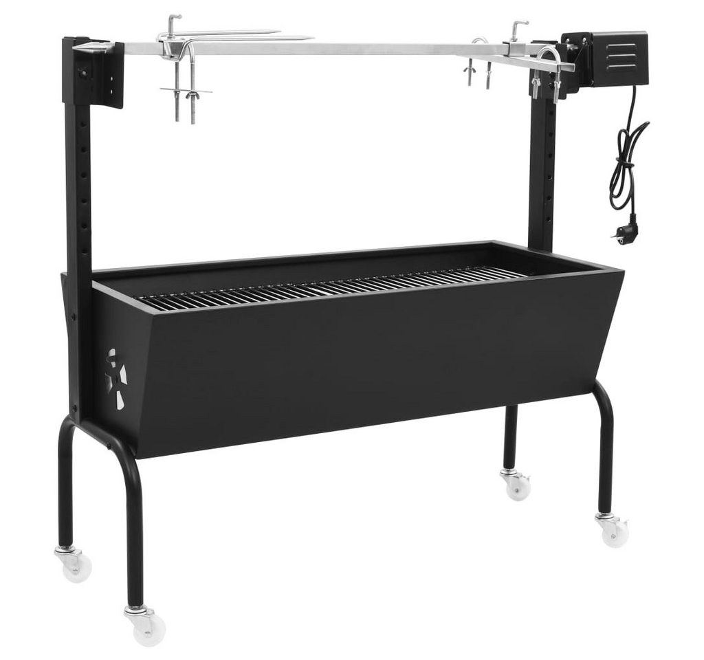 vidaXL Holzkohlegrill Grill Grillwagen mit Drehspieß Elektrische BBQ-Rotisserie Edelstahl von vidaXL