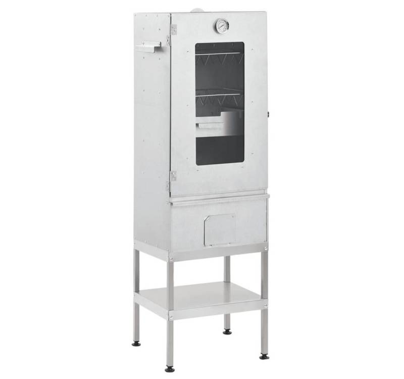 vidaXL Holzkohlegrill Räucherofen Smoker Räucherschrank Grill Räuchern mit Tisch Verzinkter von vidaXL