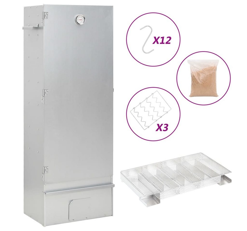 vidaXL Holzkohlegrill Räucherofen mit Kaltrauchgenerator Verzinkter Stahl Edelstahl von vidaXL