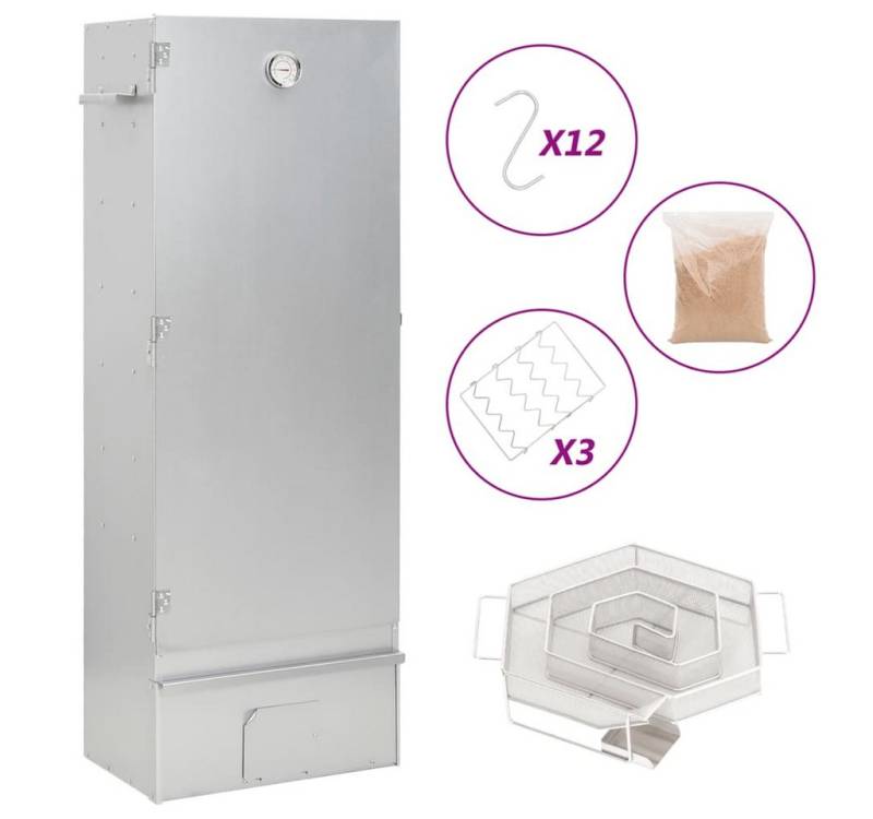 vidaXL Holzkohlegrill Räucherofen mit Kaltrauchgenerator Verzinkter Stahl Edelstahl von vidaXL