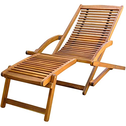 vidaXL Holzliege Sonnenliege Liegestuhl Gartenliege Deckchair + Fußstütze Akazie von vidaXL