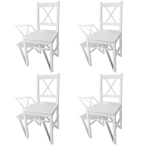 vidaXL Esszimmerstühle 4 STK., Esszimmerstuhl mit Rückenlehne, Essstuhl Küchenstuhl Stuhl für Esszimmer Küche, Holzstuhl, Weiß Kiefernholz von vidaXL