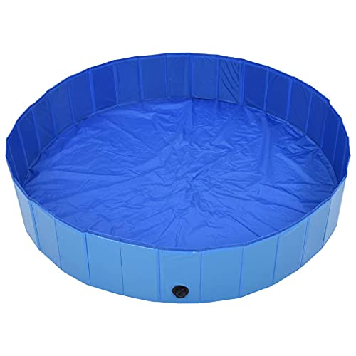 vidaXL Hundepool Faltbar Blau 160x30cm PVC Schwimmbecken Hundebad Wasserbecken von vidaXL