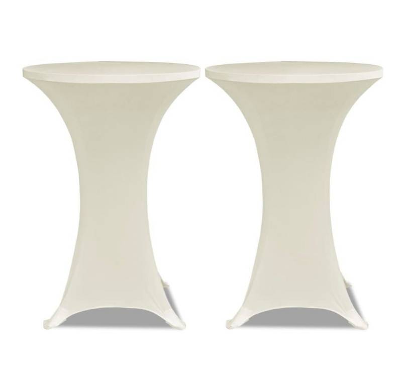 vidaXL Hussen-Set 2 x Tischhusse für Stehtisch Stretchhusse Ø70 cm cremefarben von vidaXL