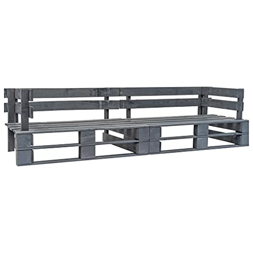 vidaXL Imprägniert Kiefernholz Garten Palettensofa 2-Sitzer Sofa Lounge Loungesofa Gartensofa Gartenmöbel Palettenmöbel Gartengarnitur Sessel Couch Grau von vidaXL