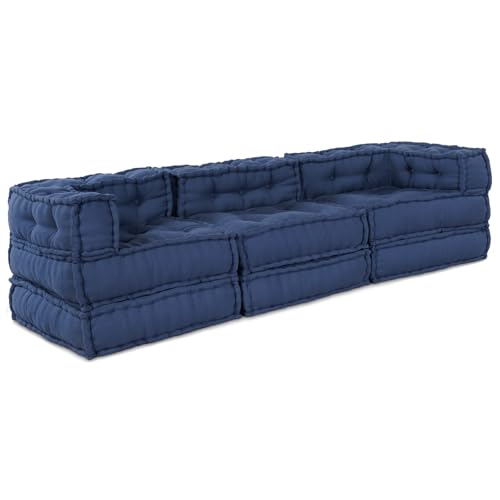 vidaXL Indigo modernes Kissen Set | 3 Stück gemütliche Baumwollkissen mit stylischen abnehmbaren Bezügen | Modulares Design für Wohnzimmer und Schlafzimmer | Dekorative Bequeme Kissen in Blau vidaXL Indigo modernes Kissen Set | 3 Stück gemütliche Baumwollkissen mit stylischen abnehmbaren Bezügen | Modulares Design für Wohnzimmer und Schlafzimmer | Dekorative Bequeme Kissen in Blau von vidaXL