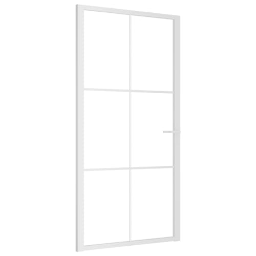 vidaXL Innentür Modernes Design Glastür Komplettset Zimmertür Tür Drehtür Wohnungstür mit Montagezubehör 102,5x201,5cm Weiß ESG-Glas Aluminium von vidaXL