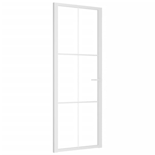 vidaXL Innentür Modernes Design Glastür Komplettset Zimmertür Tür Drehtür Wohnungstür mit Montagezubehör 76x201,5cm Weiß ESG-Glas Aluminium von vidaXL