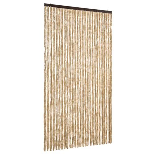 vidaXL Insektenschutz Vorhang Flauschvorhang Plüschvorhang Türvorhang Fadenvorhang Fliegenschutz Wohnwagen Camping Beige 118x220 cm Chenille von vidaXL