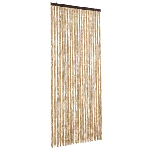 vidaXL Insektenschutz Vorhang Flauschvorhang Plüschvorhang Türvorhang Fadenvorhang Fliegenschutz Wohnwagen Camping Beige 90x200cm Chenille von vidaXL