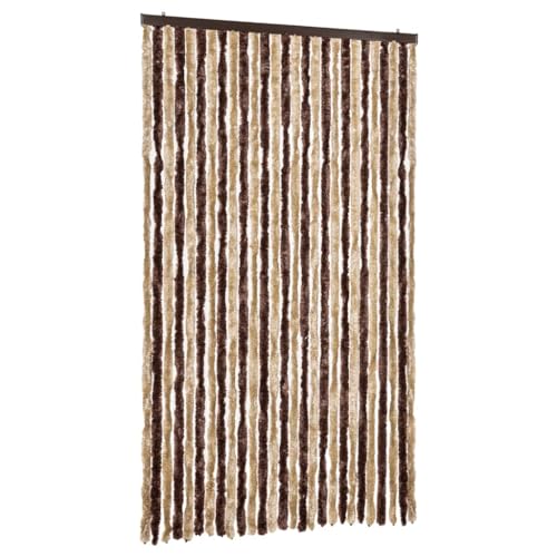 vidaXL Insektenschutz Vorhang Flauschvorhang Plüschvorhang Türvorhang Fadenvorhang Fliegenschutz Wohnwagen Camping Beige Hellbraun 120x220cm Chenille von vidaXL
