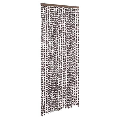 vidaXL Insektenschutz Vorhang Flauschvorhang Plüschvorhang Türvorhang Fadenvorhang Fliegenschutz Wohnwagen Camping Braun Weiß 56x185cm Chenille von vidaXL
