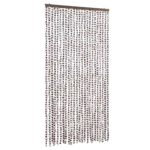 vidaXL Insektenschutz Vorhang Flauschvorhang Plüschvorhang Türvorhang Fadenvorhang Fliegenschutz Wohnwagen Camping Taupe Weiß 100x220cm Chenille von vidaXL