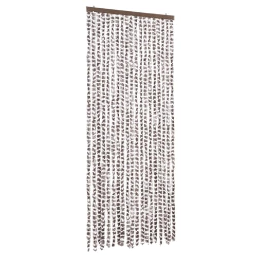 vidaXL Insektenschutz Vorhang Flauschvorhang Plüschvorhang Türvorhang Fadenvorhang Fliegenschutz Wohnwagen Camping Taupe Weiß 56x185cm Chenille von vidaXL
